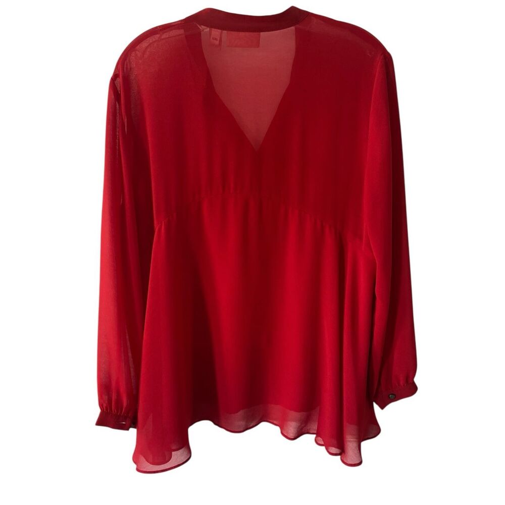 Chico’s Red Layered Button Up Blouse Sz L - Picture 2 of 4